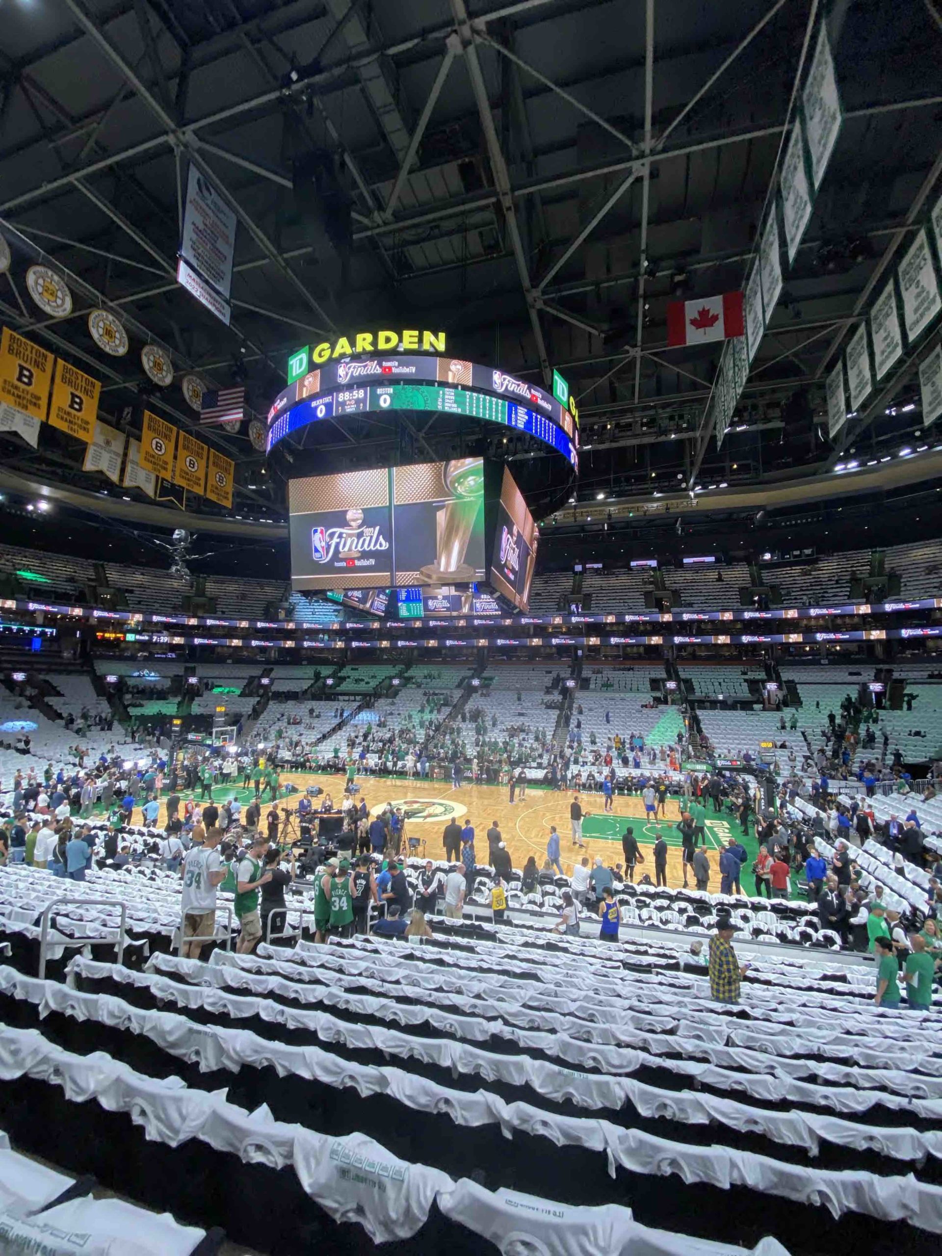 Inside TD Garden for the NBA Finals Game 4 between the Celtics and the Warriors. 