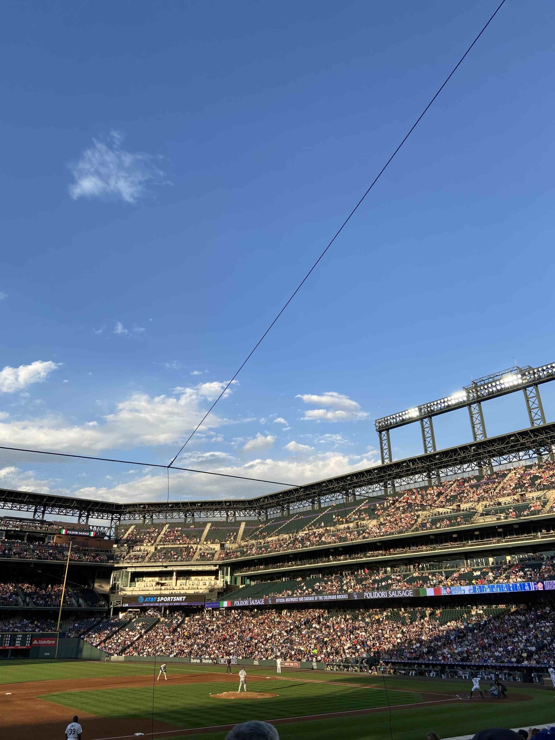 The view of the baseball field at Coors Field