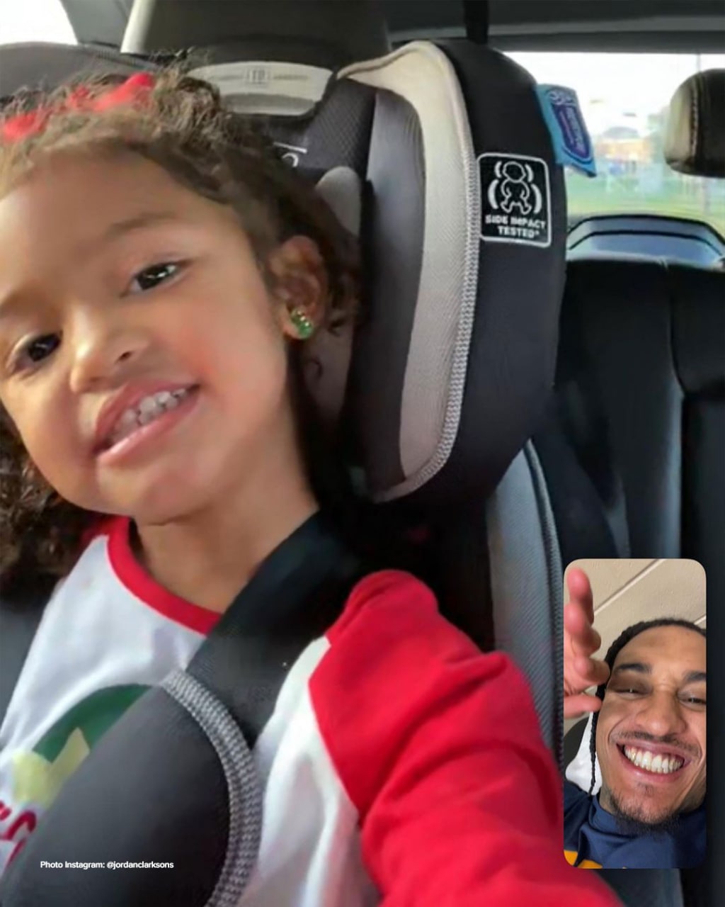 Jordan Clarkson on video call with his daughter