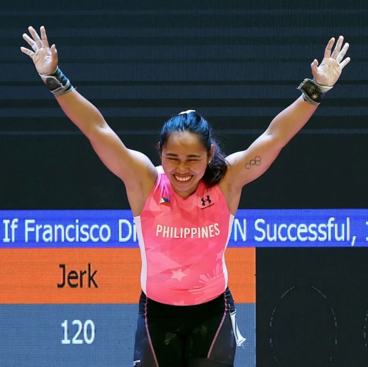 Hidilyn Diaz at the Weightlifting World Championships in 2022. 