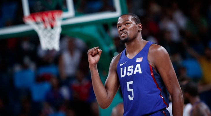 Kevin Durant representing the United States in the FIBA World Cup Qualifiers