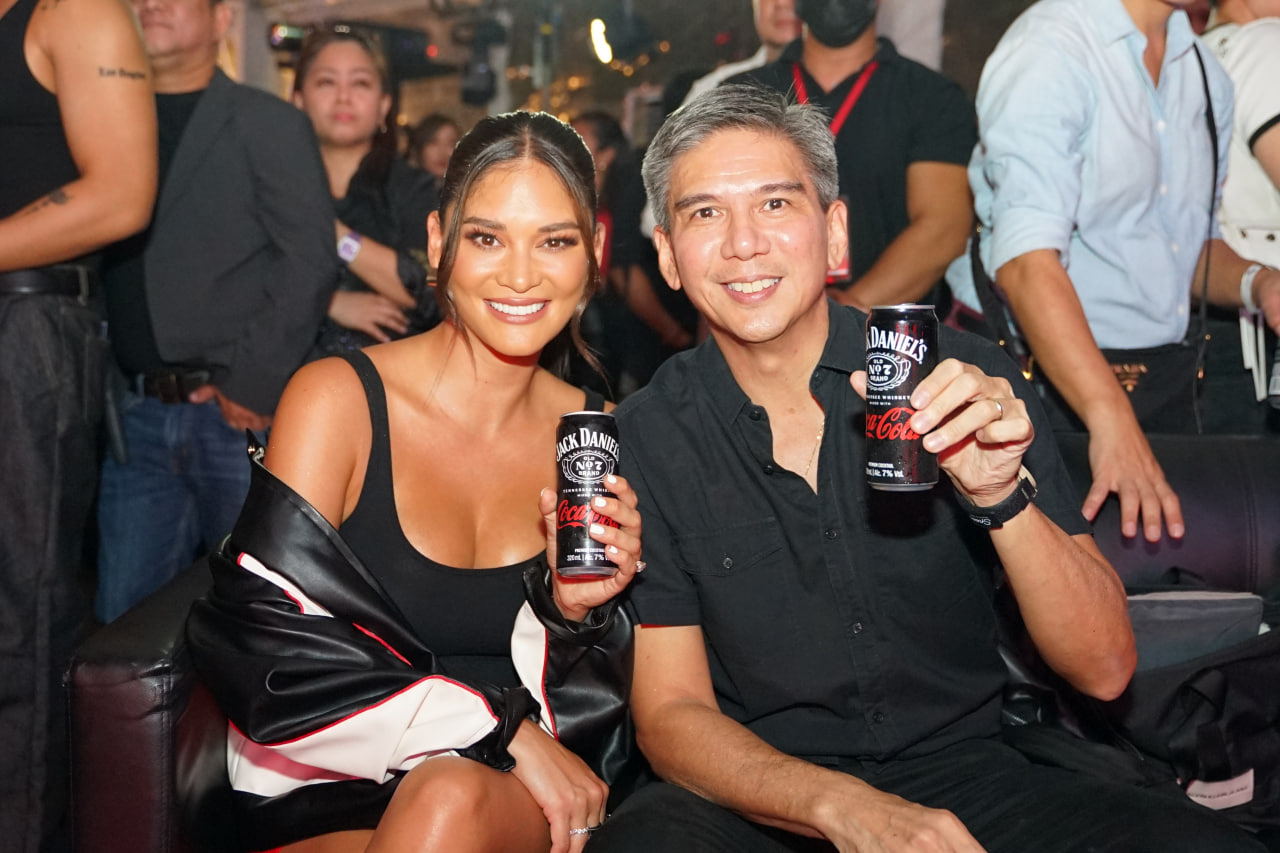 Miss Universe 2015 Pia Wurtzbach with Antonio "Tony" Del Rosasio, President of Coca-Cola Philippines at the Jack Daniel's and Coca-Cola launch.