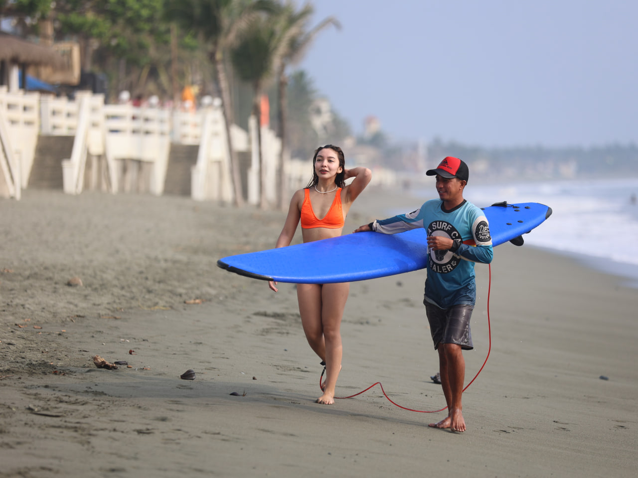 Margaux Nonato getting ready to take on the waves in Baler, Aurora