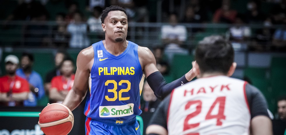 Justin Brownlee representing Gilas Pilipinas in the 2023 FIBA World Cup Asian Qualifiers 