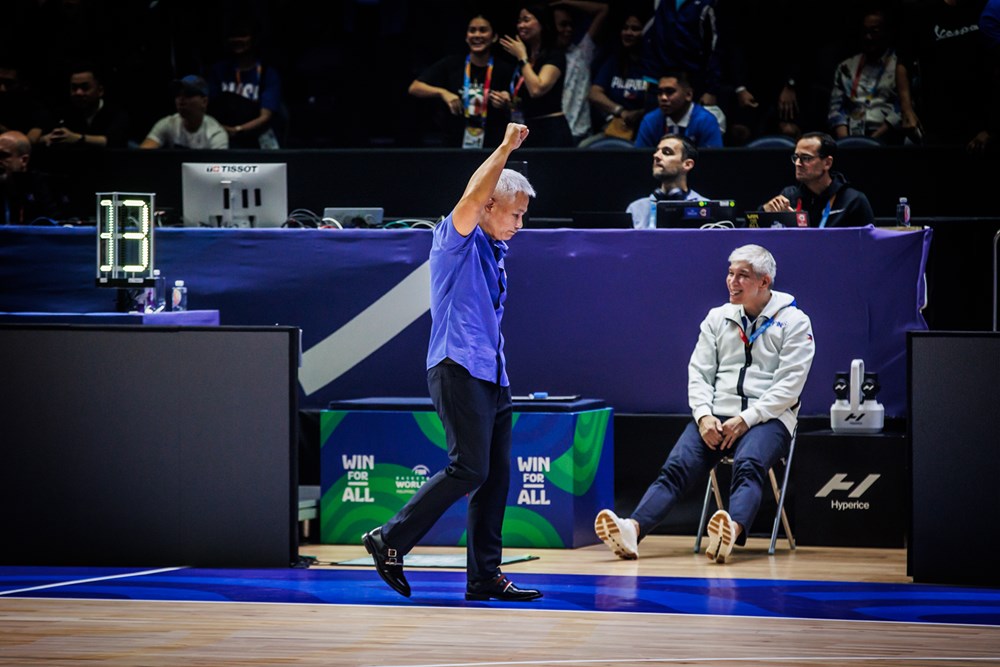 Gilas Pilipinas head coach Chot Reyes at the 2023 FIBA World Cup 