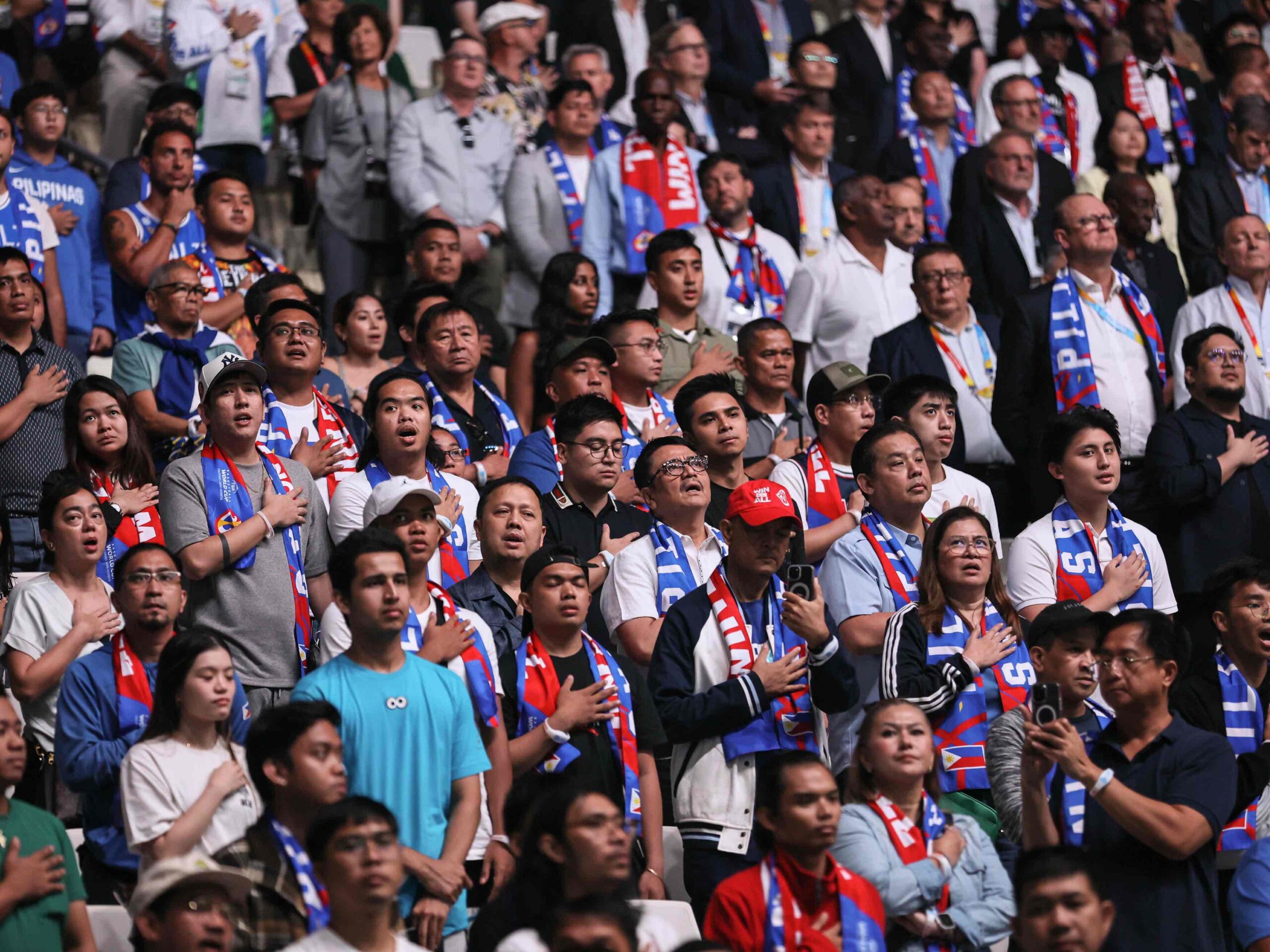 Filipino basketball fans at the opening of the 2023 FIBA World Cup