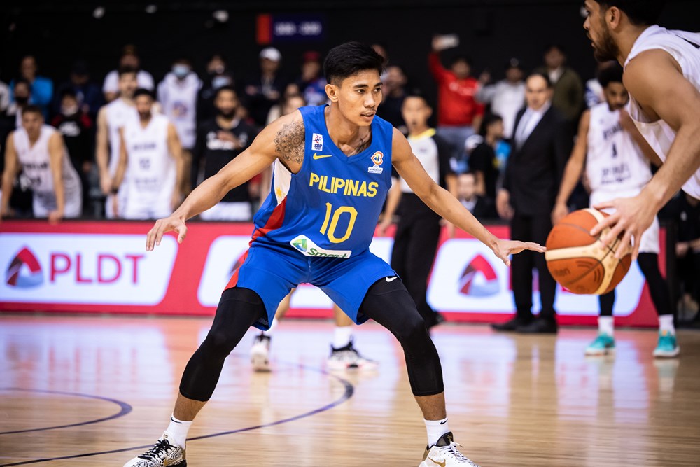 Rhenz Abando representing Gilas Pilipinas at the 2023 FIBA World Cup Qualifiers