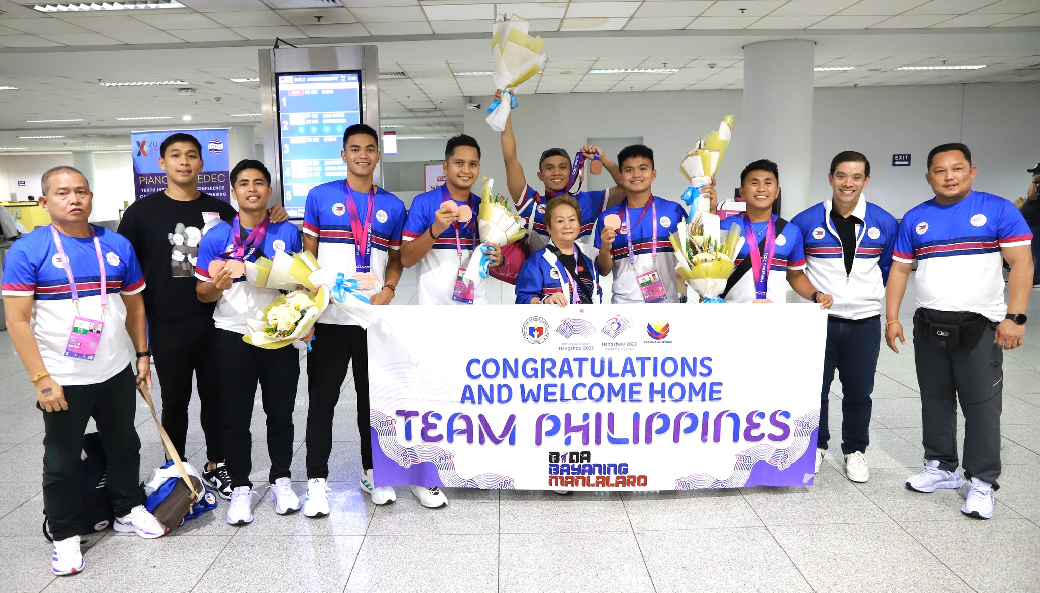 The Philippines' Sepak Takraw Team arrives home after a successful Asian Games stint