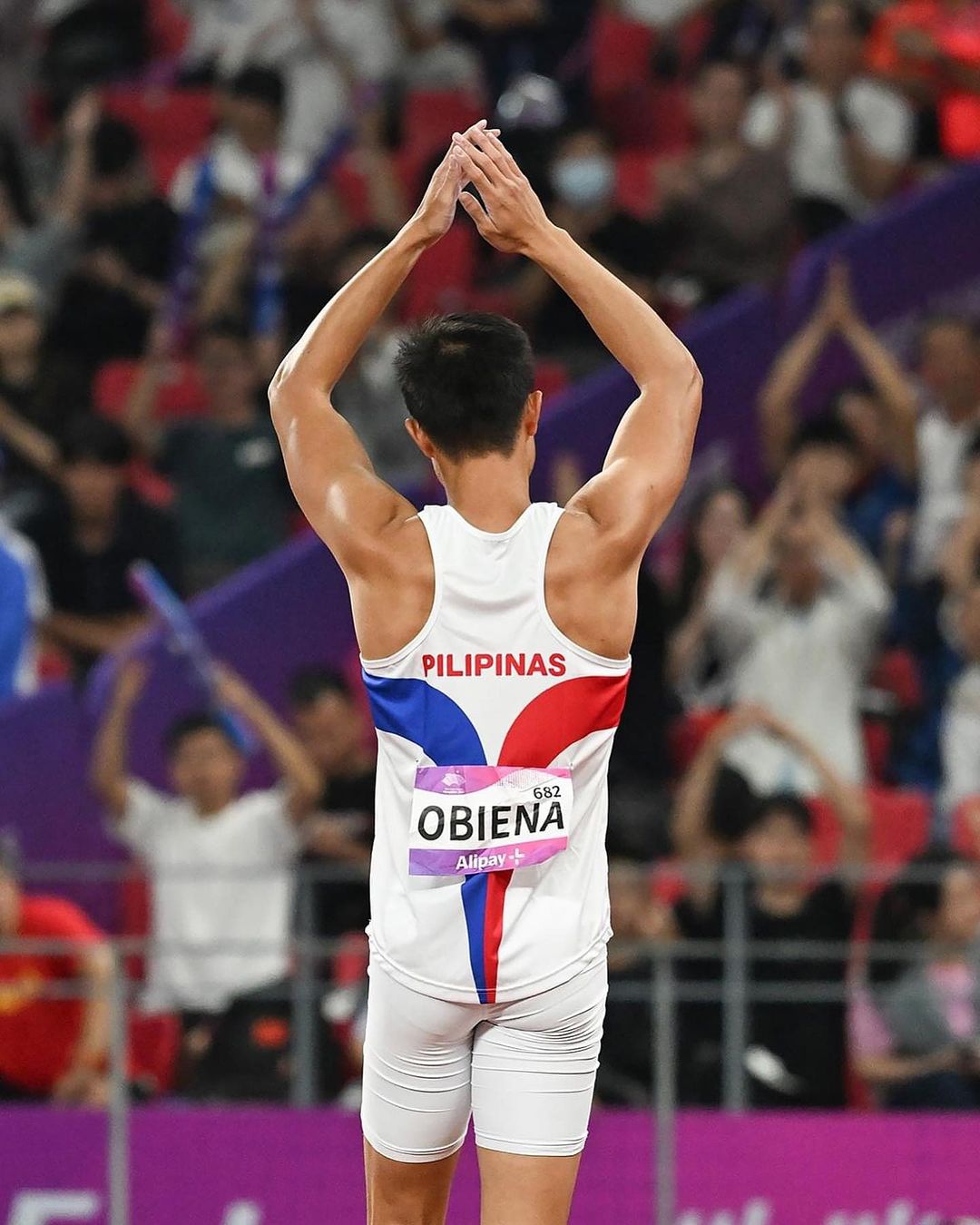 Filipino pole vaulter Ernest "EJ" Obiena wins the Philippines' first gold medal in the 19th Asian Games after clearing 5.90 meters and setting a new meet record