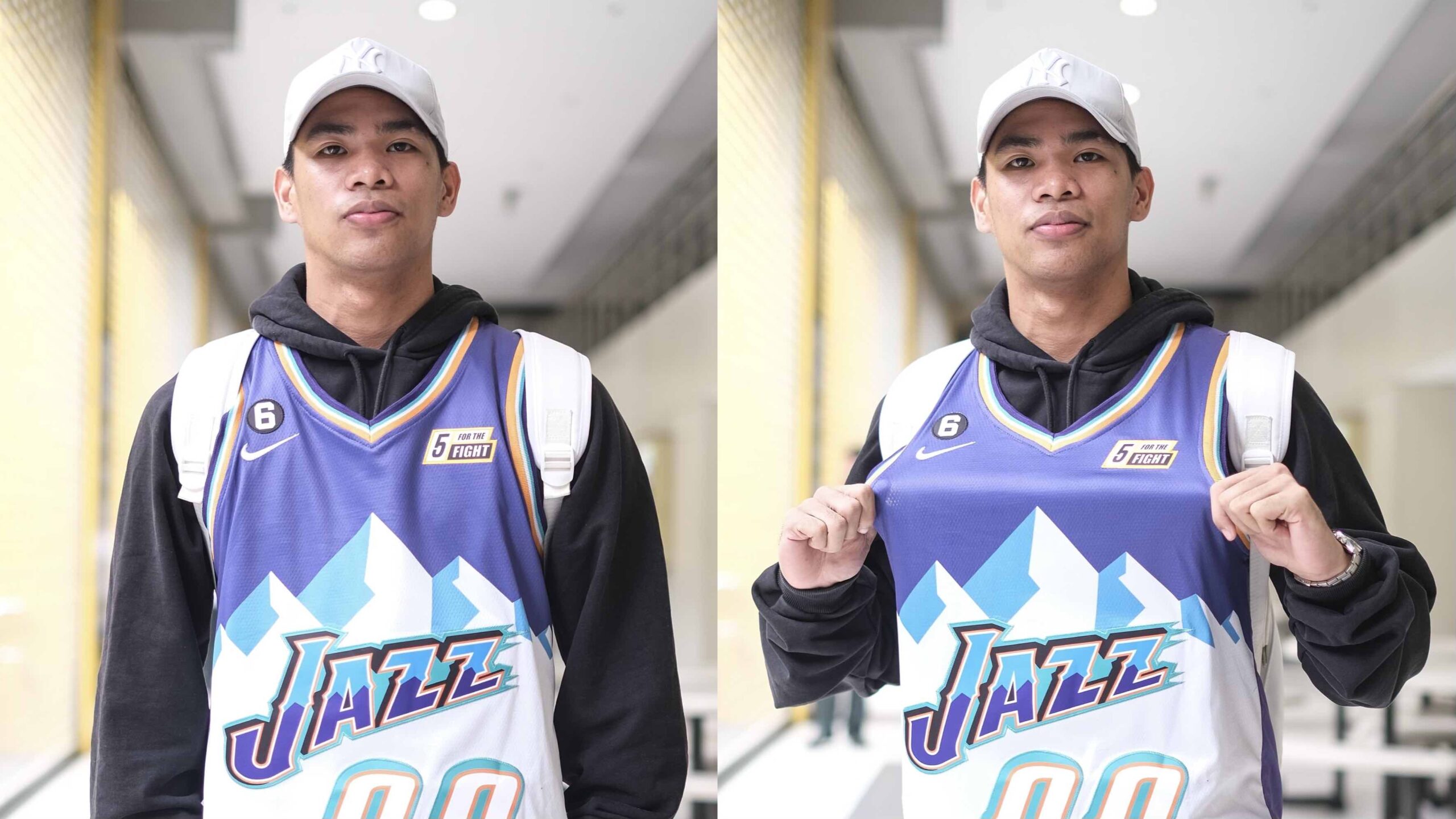 Mark Nonoy wearing a Utah Jazz NBA jersey