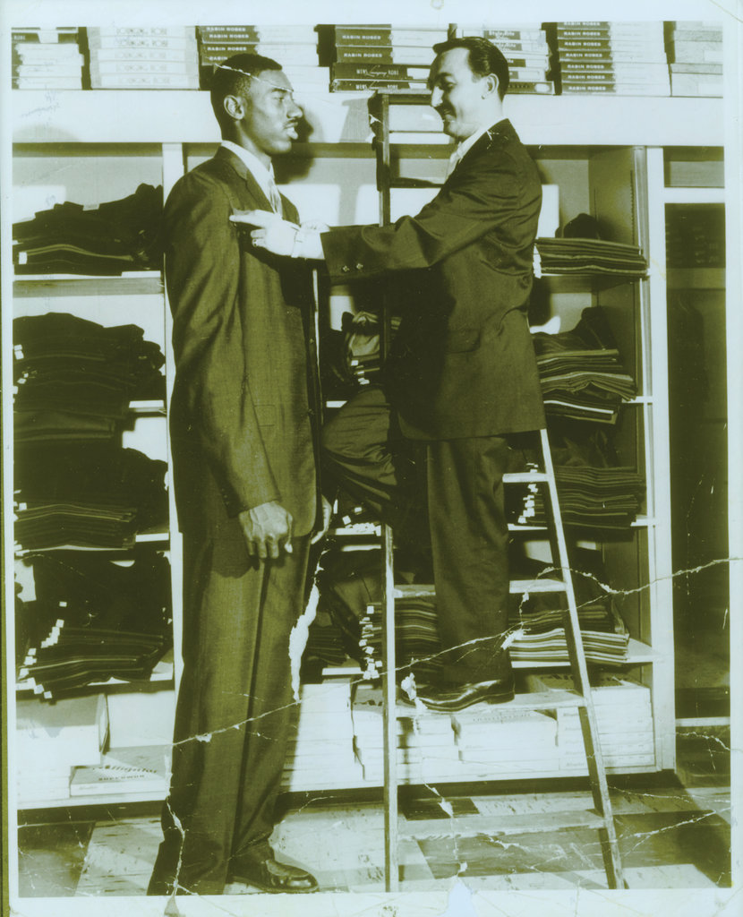 Evolution of NBA Fashion: Wilt Chamberlain getting fitted for a custom suit at Boyds Philadelphia.