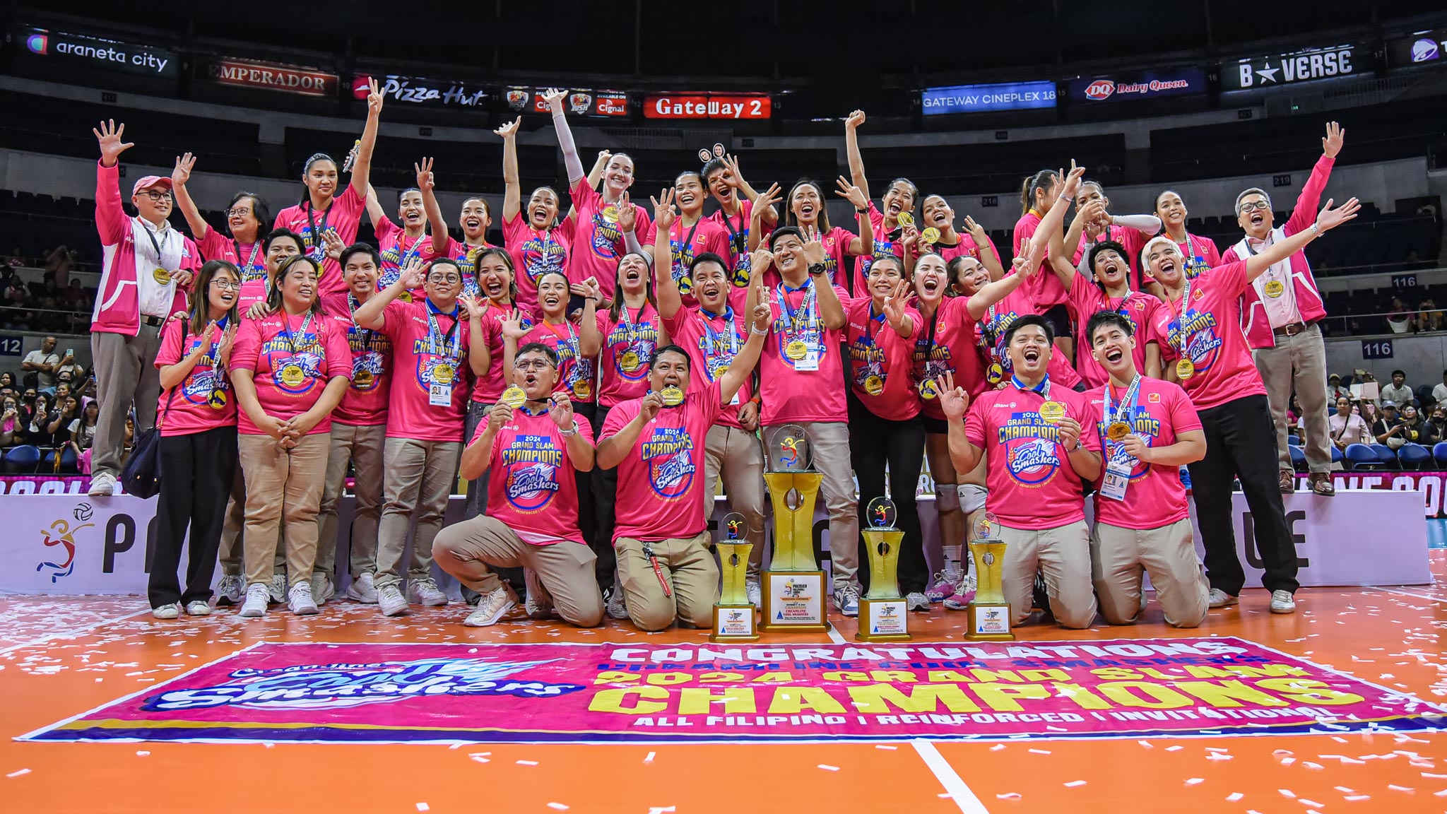 The Creamline Cool Smashers during the Invitational Conference awarding ceremony