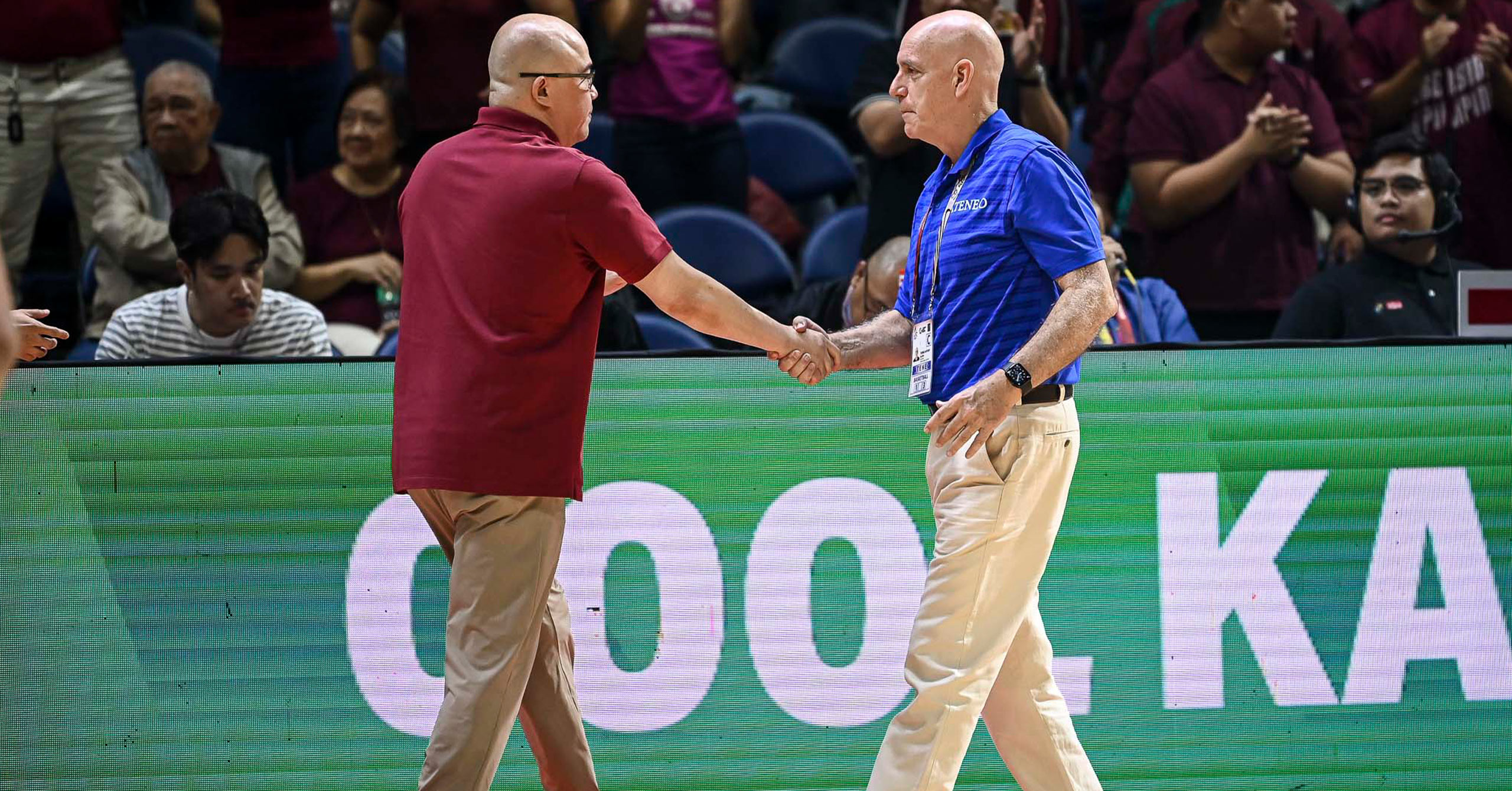 UP head coach Goldwin Monteverde and Ateneo's Tab Baldwin