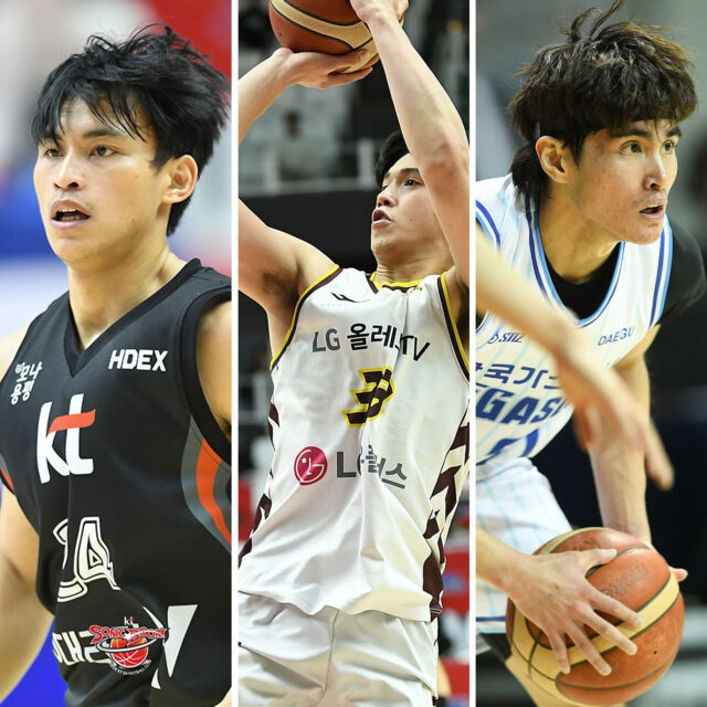 A collage of Filipino KBL imports JD Cagulangan, Carl Tamayo and SJ Belangel