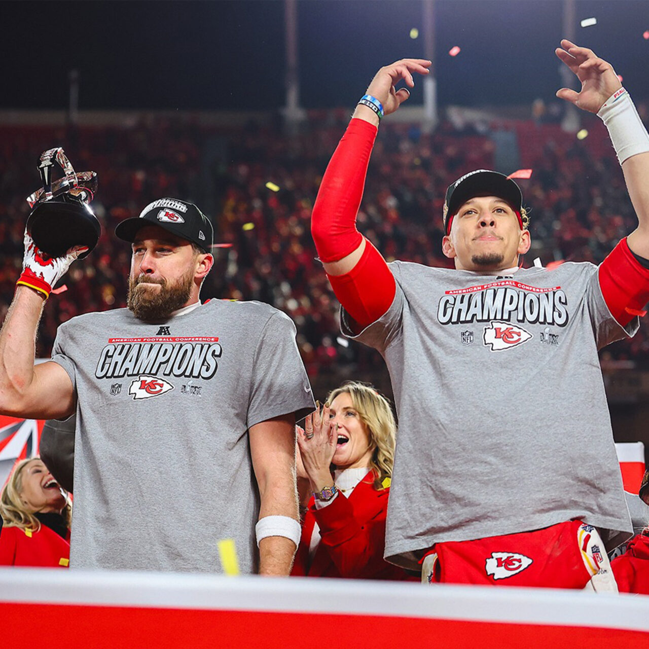 A shot of Super Bowl LIX-bound Travis Kelce and Patrick Mahomes from Kansas City