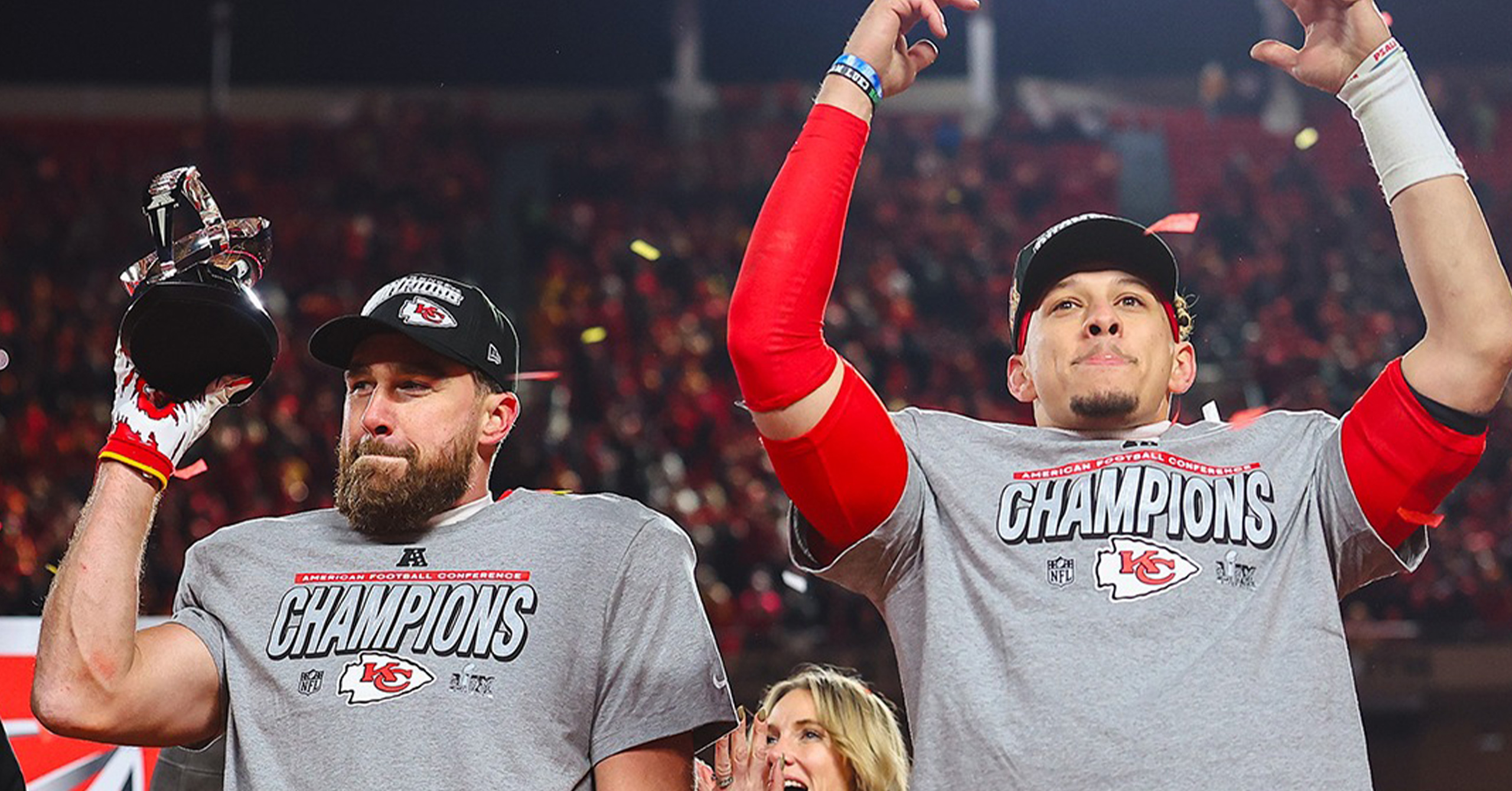 A shot of Super Bowl LIX-bound Travis Kelce and Patrick Mahomes from Kansas City