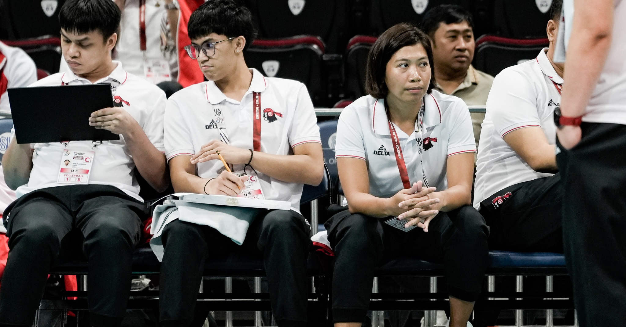 A shot of Rhea Dimaculangan on the UE bench