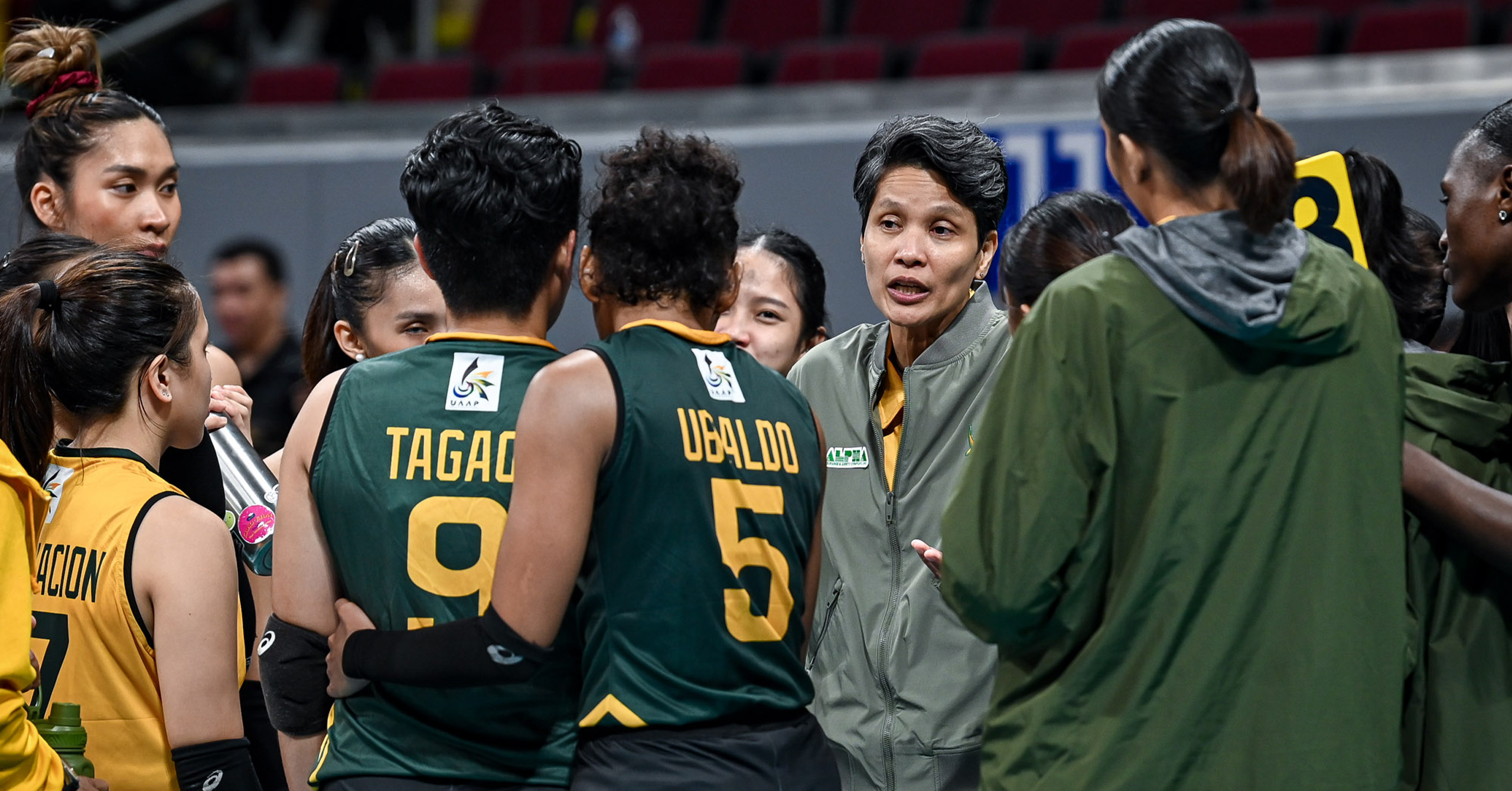 A shot of FEU head coach Tina Salak